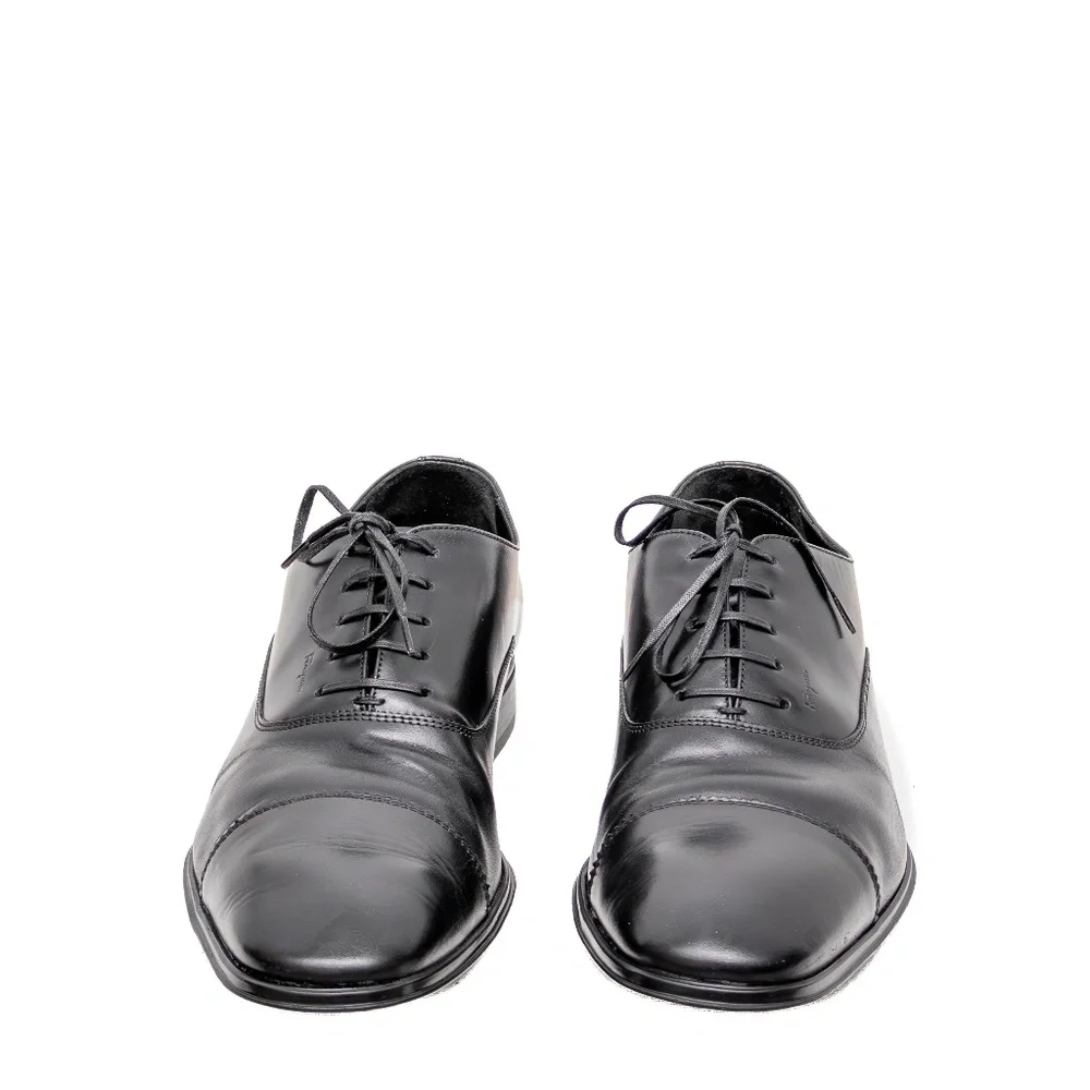 Salvatore Ferragamo Black‎ Leather Cap-Toe Oxfords – Men’s Size US 9.5D